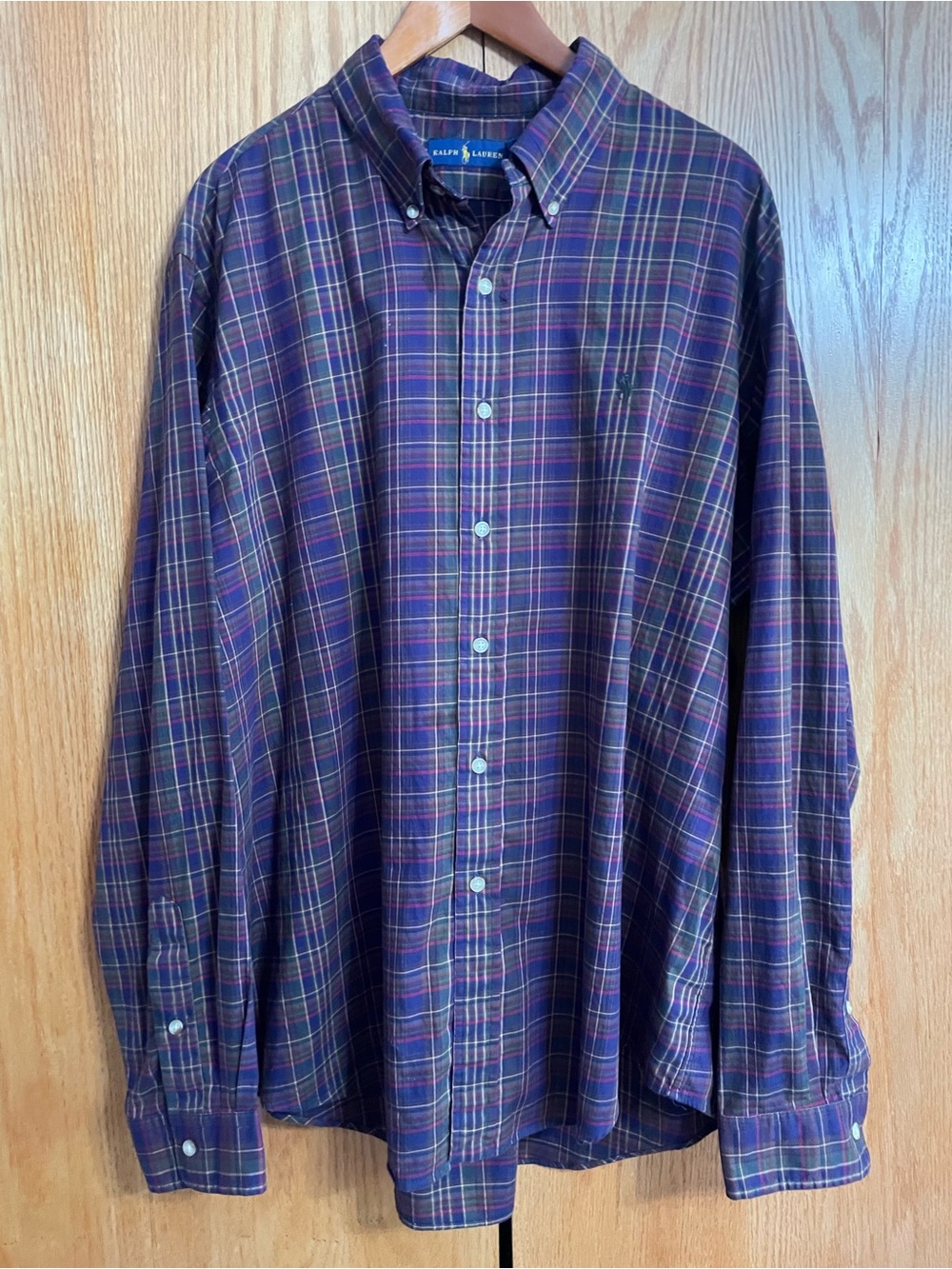 Ralph Lauren Purple and Green Plaid Button-Down Shirt